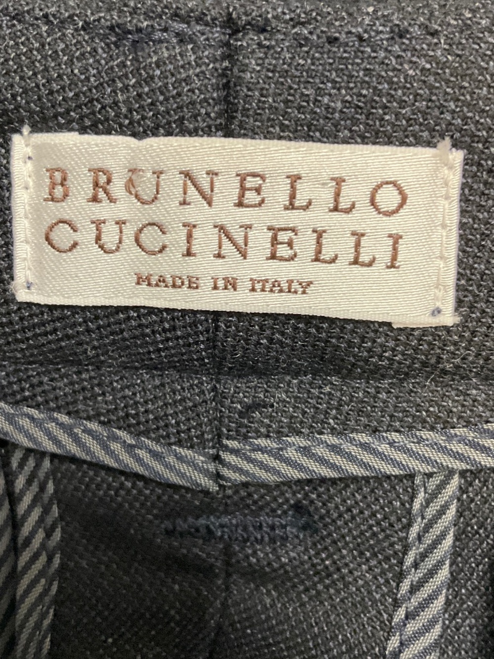 BRUNELLO CUCINELLI NAVY BLUE WOOL TROUSERS WITH MONILI - Picture 4 of 5
